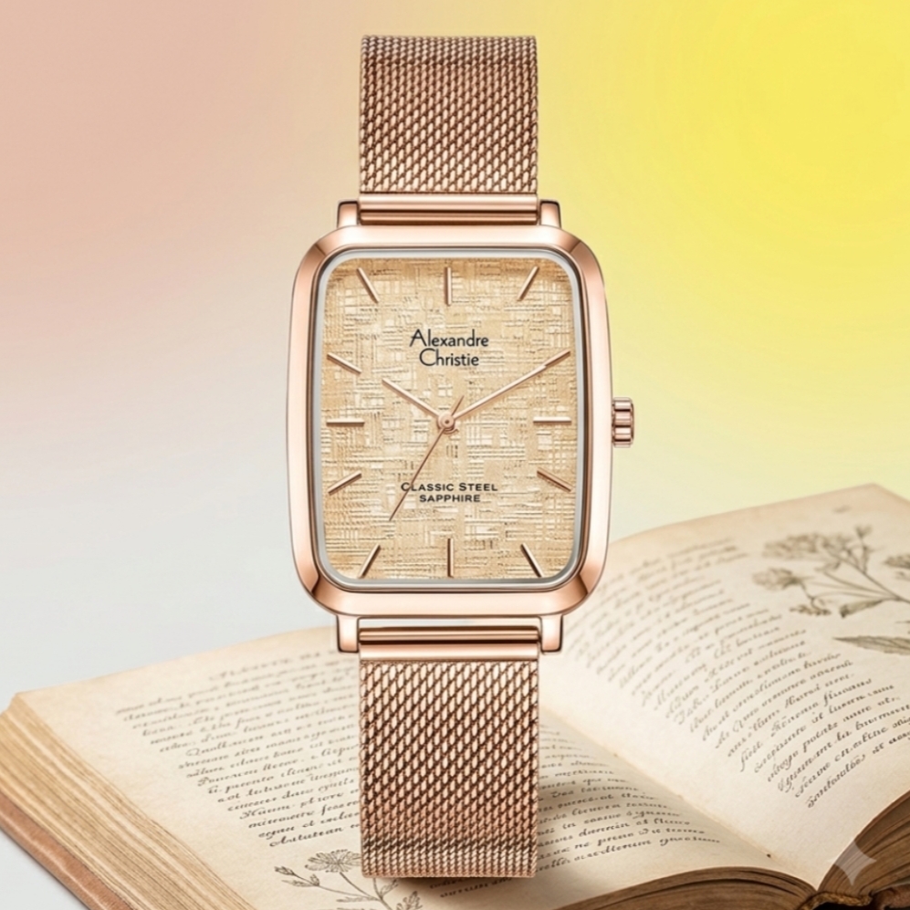 Alexandre Christie 2B60 Rantai Rosegold Dasar Merah