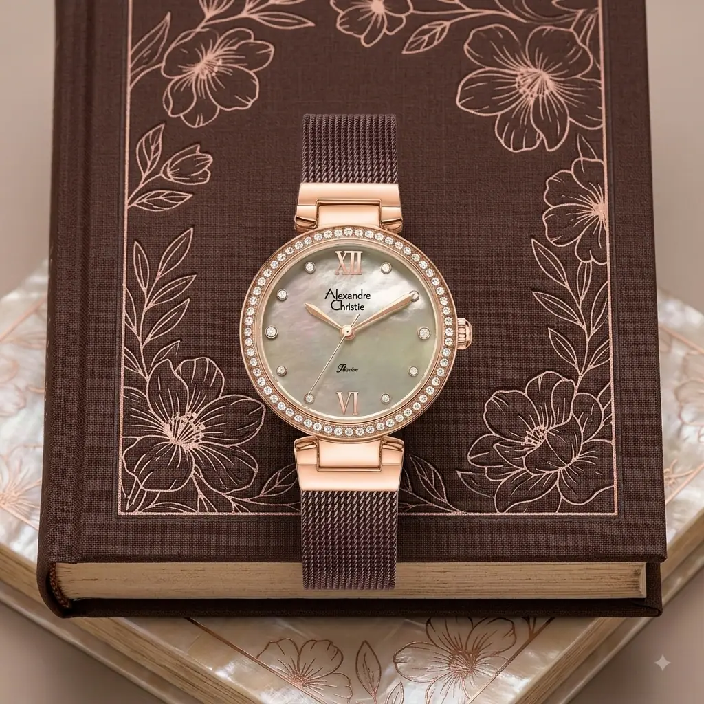 Alexandre Christie 2754 Rantai Coklat Dasar Rosegold