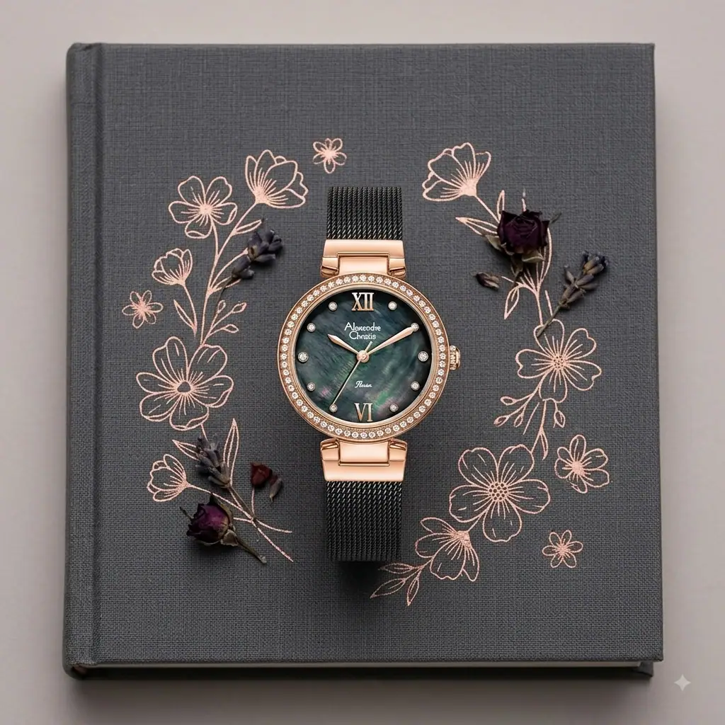 Alexandre Christie 2754 Rantai Hitam Dasar Rosegold