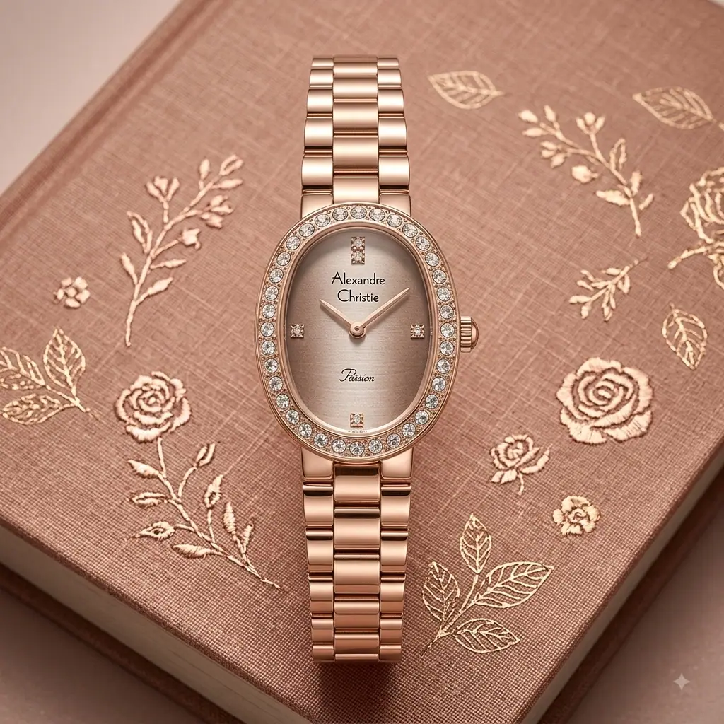 Alexandre Christie 2C09 Rantai Rosegold Dasar Abu