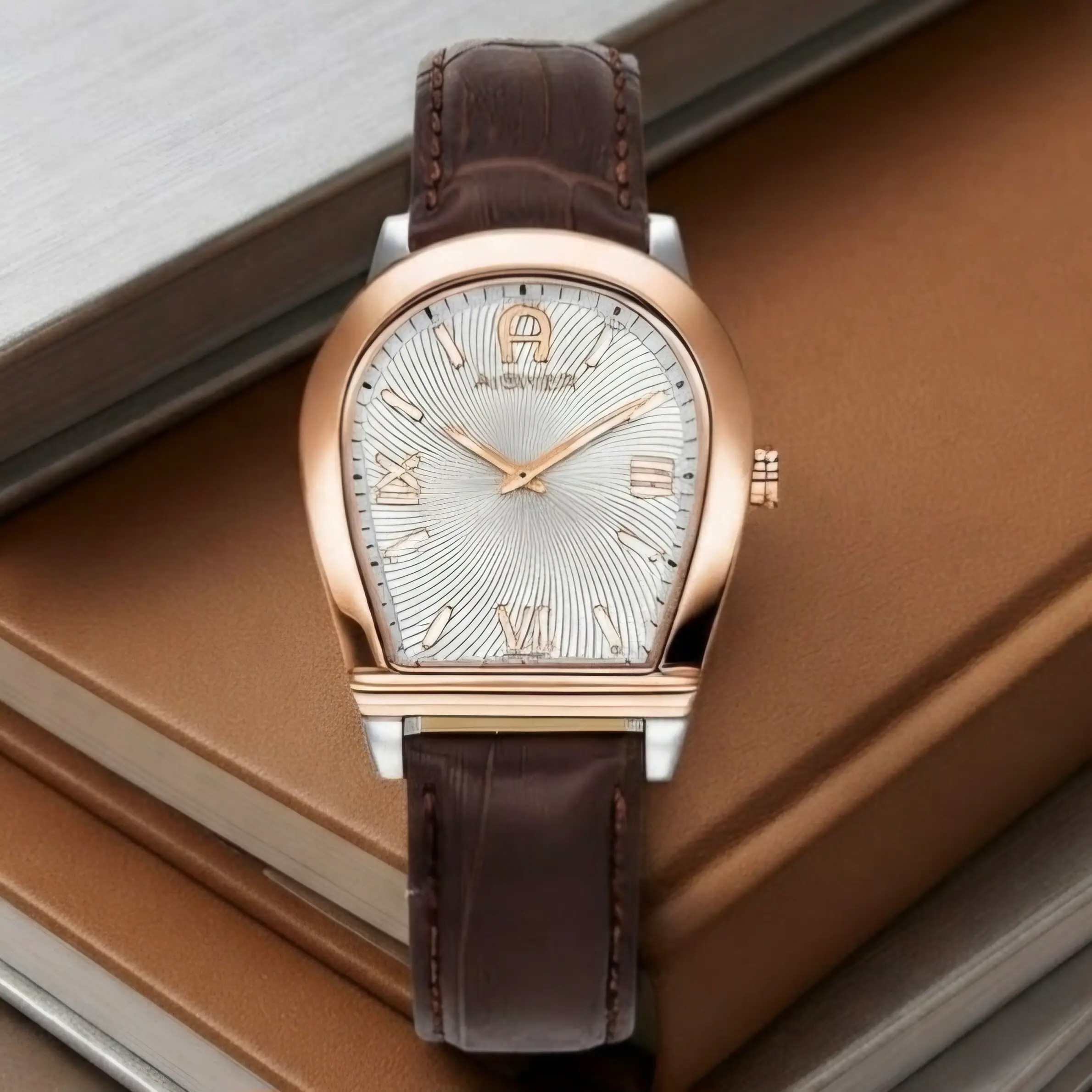 AIGNER MOLISE II AGW.278004.C Brown Gold Leather Strap Swiss Made