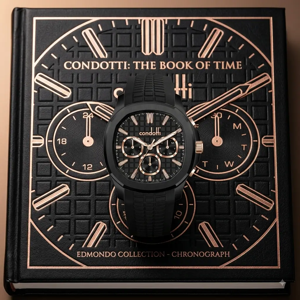 Condotti Edmondo cn11135-b03-p03 Karet Full Black jarum Rosegold 