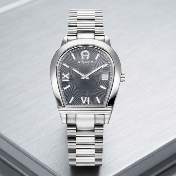 AIGNER MOLISE II AGW.278005.C Silver Dial Balck Stainless Steel Swiss Made