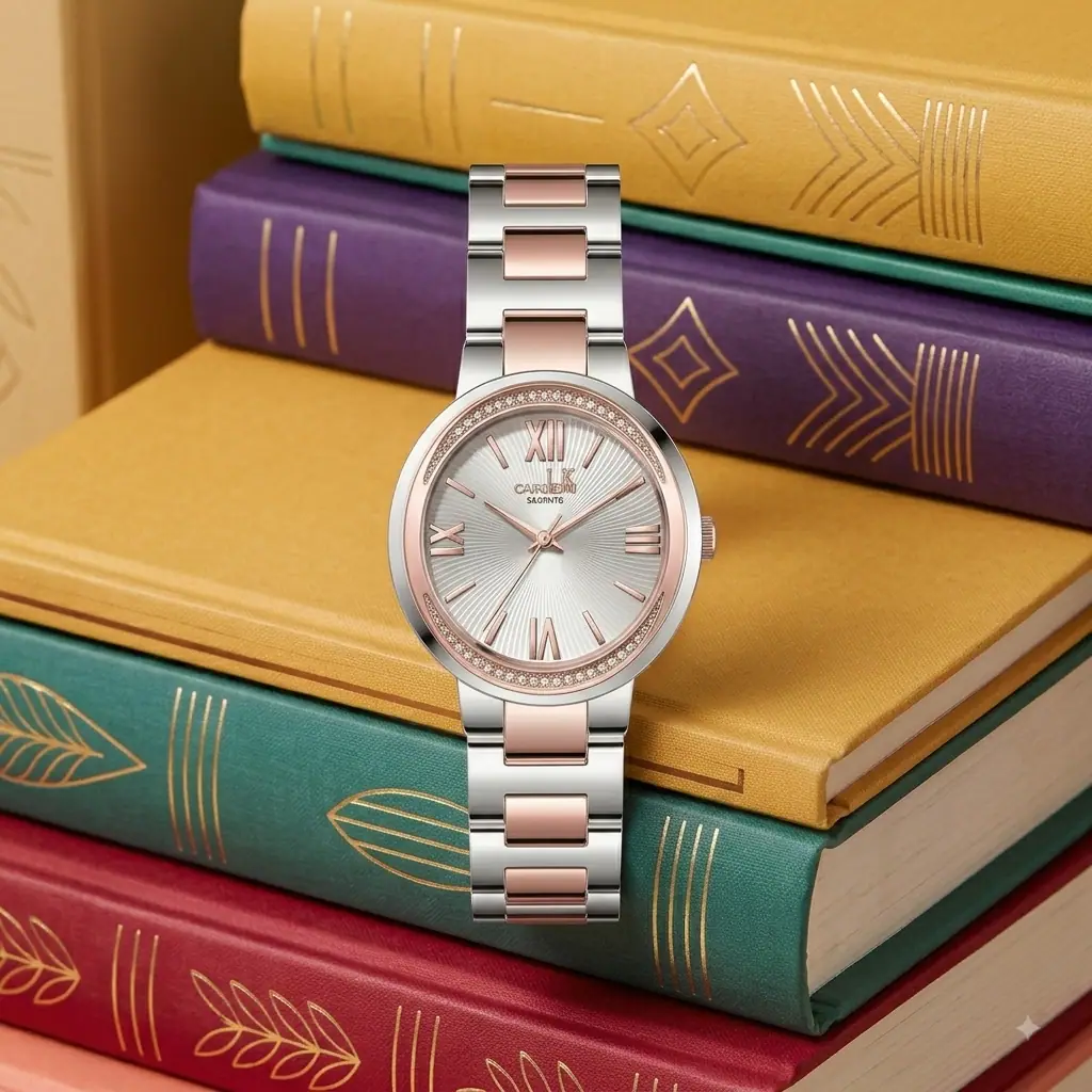 Condotti Aurelio cnL70007-SRG02-S19 rantai Silver Kombinasi Rosegold Dasar Putih