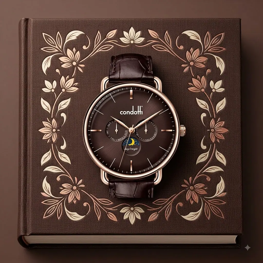Condotti Genuino cn1092-RG05-L05 Kulit Coklat Dasar coklat ring Rosegold