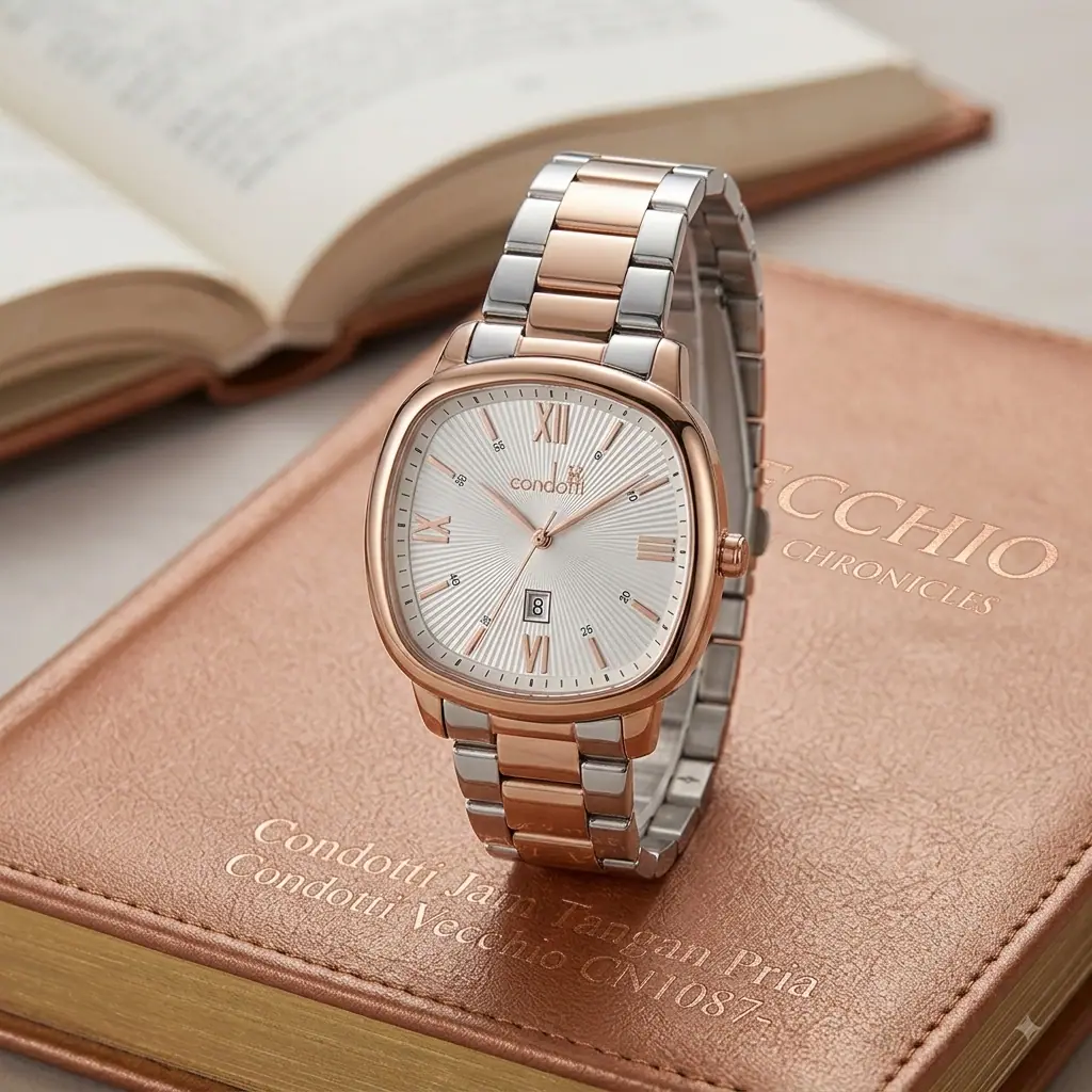 Condotti Vecchio CN1087-RG02-S19 Rantai Silver Kombinasi Rosegold Dasar Putih