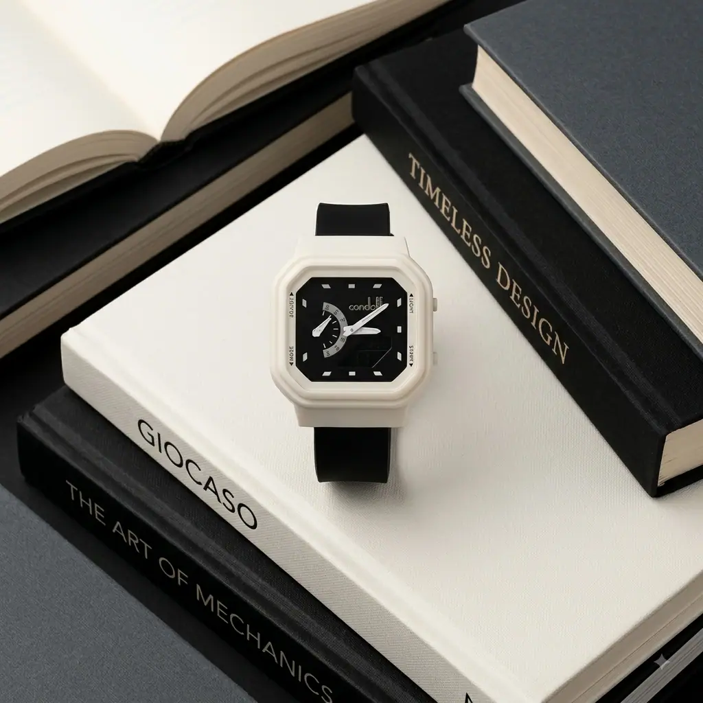 Condotti Giocoso CN2148-P03-P03 Karet Hitam Dial Putih Dasar Hitam