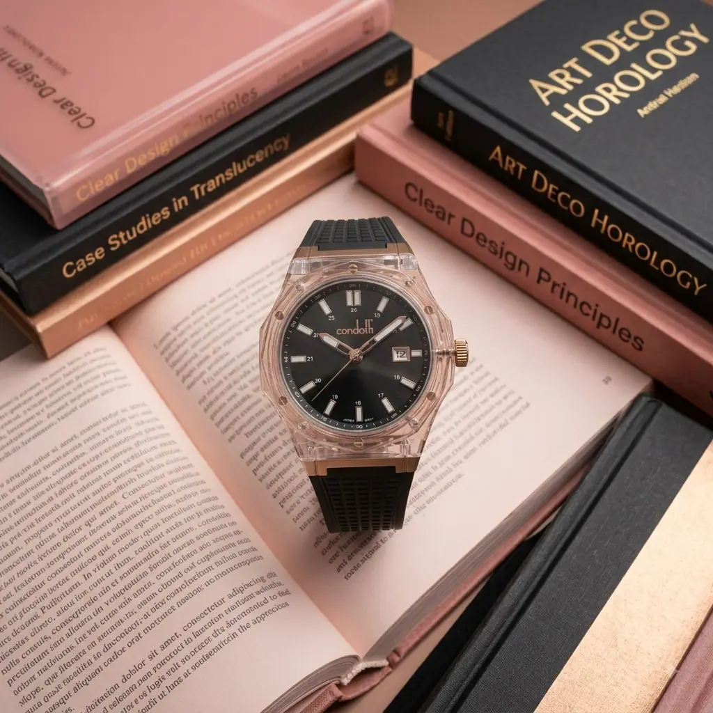 Condotti Leggero CN2145-RG03-P03 Karet Hitam Ring Rosegold Dasar Hitam