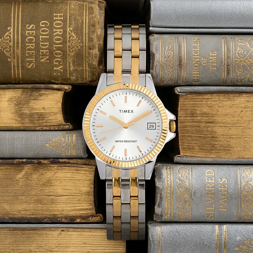 Timex TW2Y95700 Rantai Silver Kombinasi Gold Dasar Putih