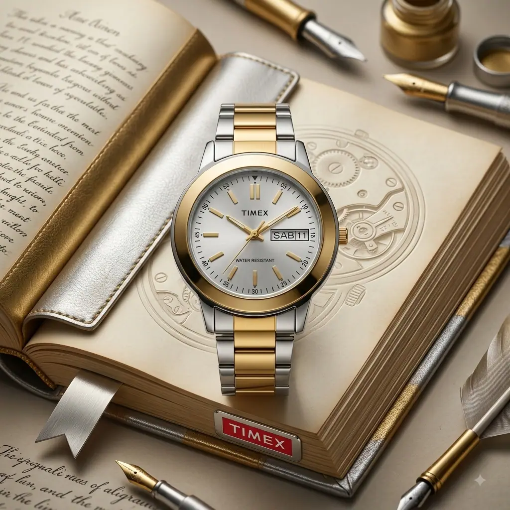 Timex TW2Y96700 Rantai Silver Kombinasi Gold Dasar Putih