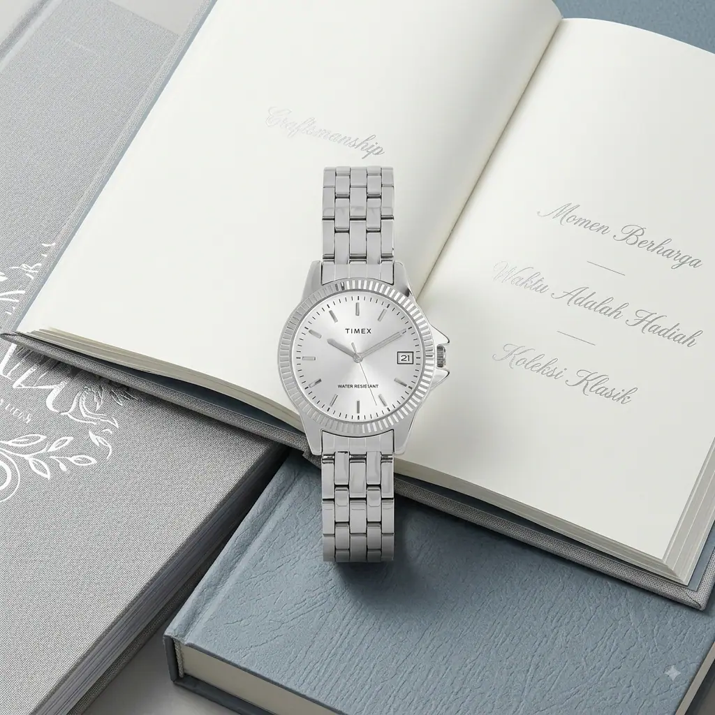 Timex Elara TW2Y95500 Rantai Full Silver