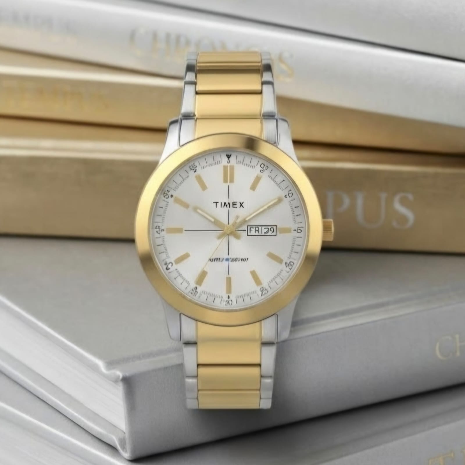 Timex TW2Y96300 Rantai Silver Kombinasi Gold Dasar Putih