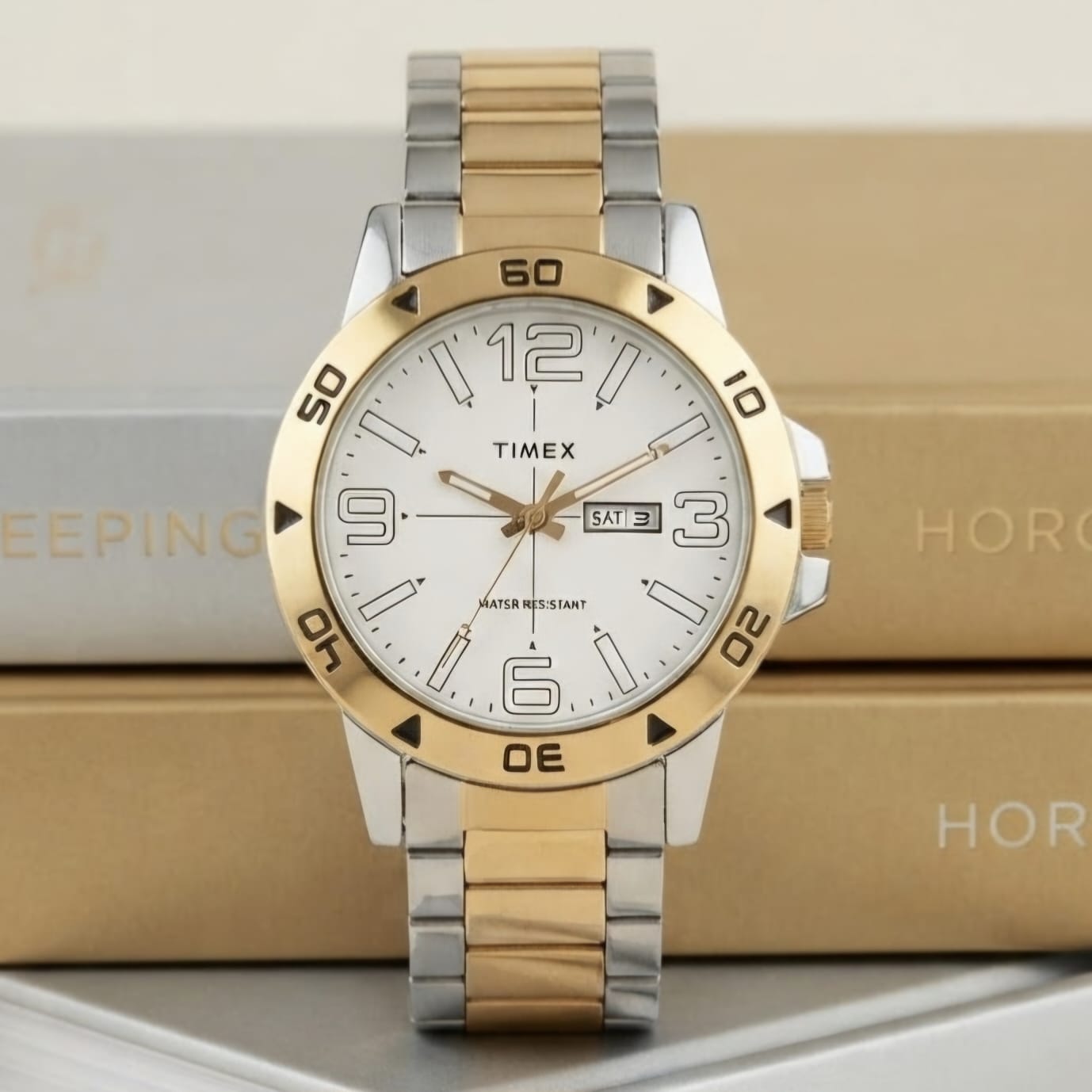 Timex TW2Y97300 Rantai Silver Kombinasi Gold Dasar Putih