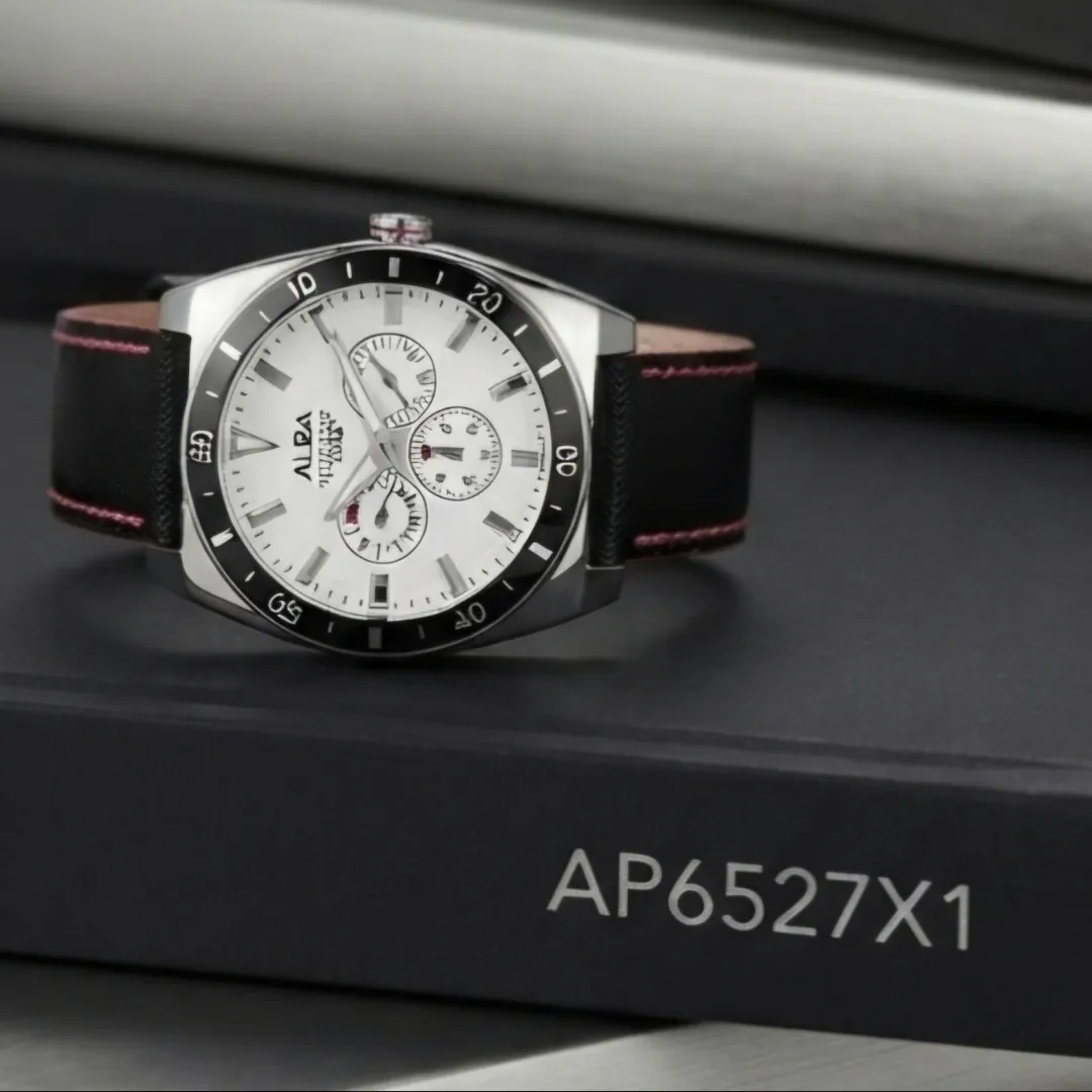 AP6527X1 UNISEX LEATHER BLACK DIAL WHITE