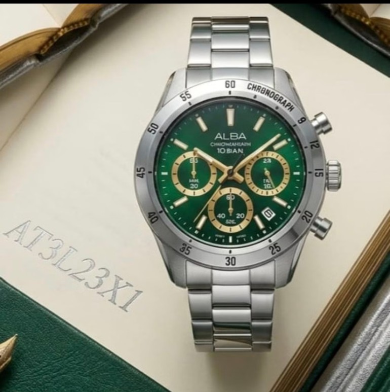ALBA AT3L23X1 Rantai Silver Dial Hijau