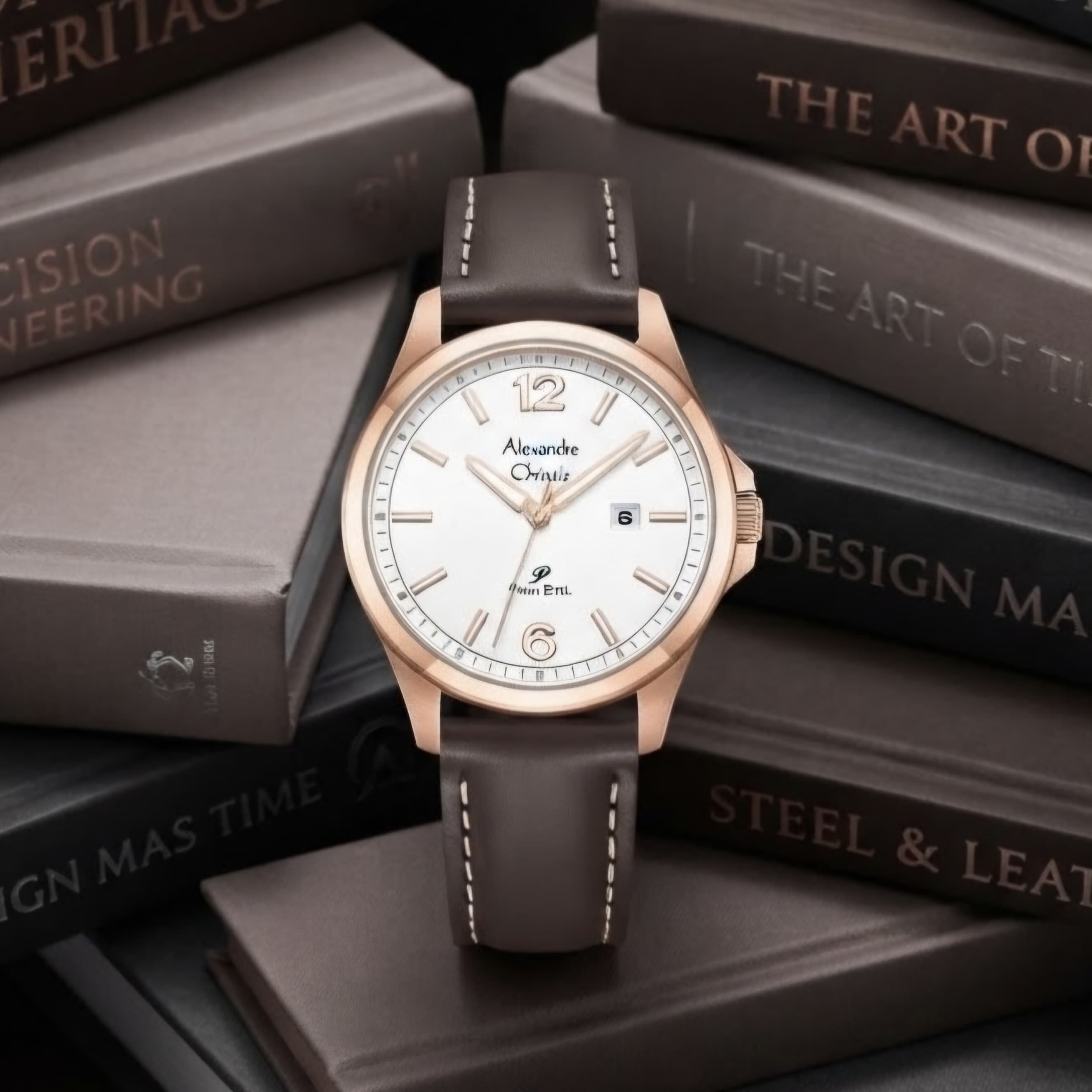 ALEXANDRE CHRISTIE 1029 KULIT COKLAT ROSEGOLD