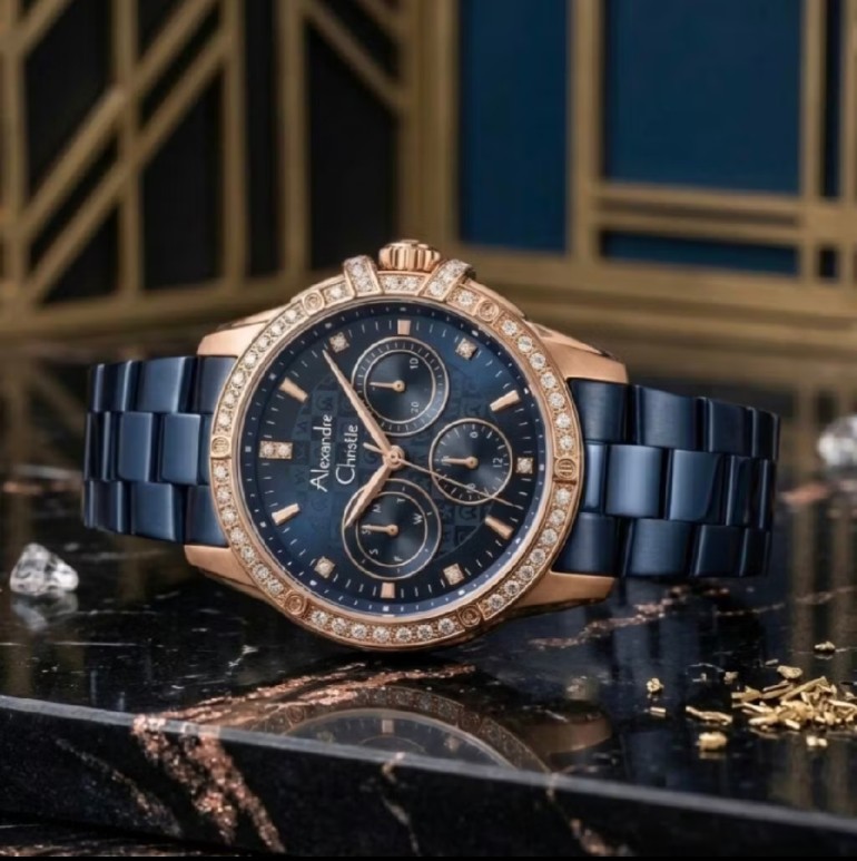 ALEXANDRE CHRISTIE 2C26 RANTAI BIRU RING ROSEGOLD