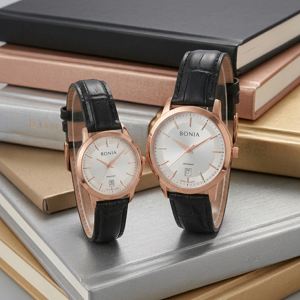 BONIA BR171 KULIT HITAM RING ROSEGOLD COUPLE