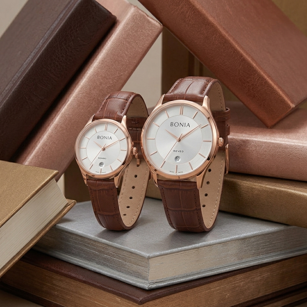BONIA BR178 KULIT COKLAT ROSEGOLD COUPLE