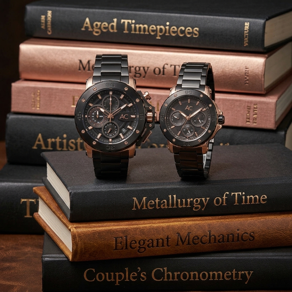 ALEXANDRE CHRISTIE 9205 COUPLE RANTAI HITAM RING ROSEGOLD COUPLE