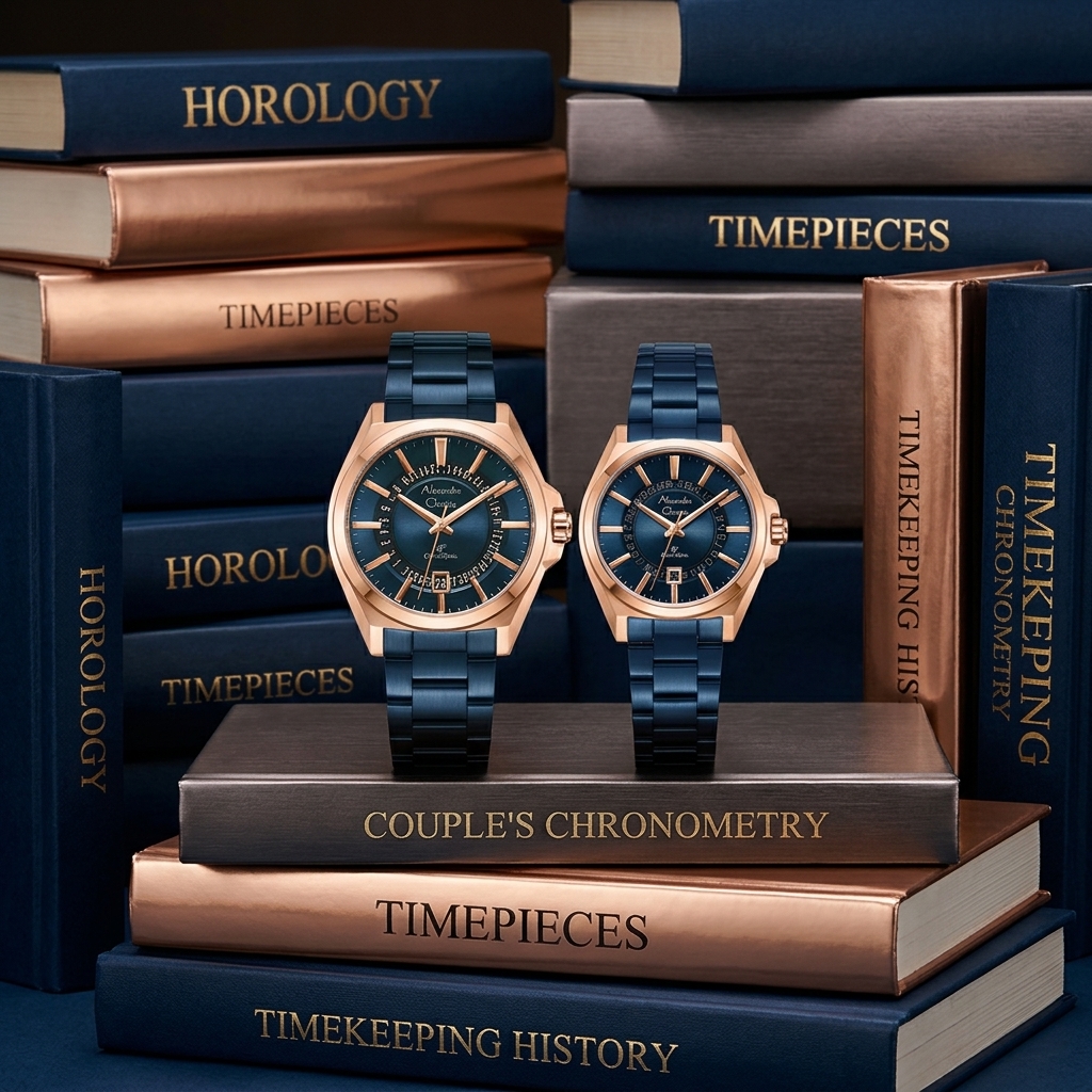 ALEXANDRE CHRISTIE 8688 RANTAI BIRU ROSEGOLD COUPLE
