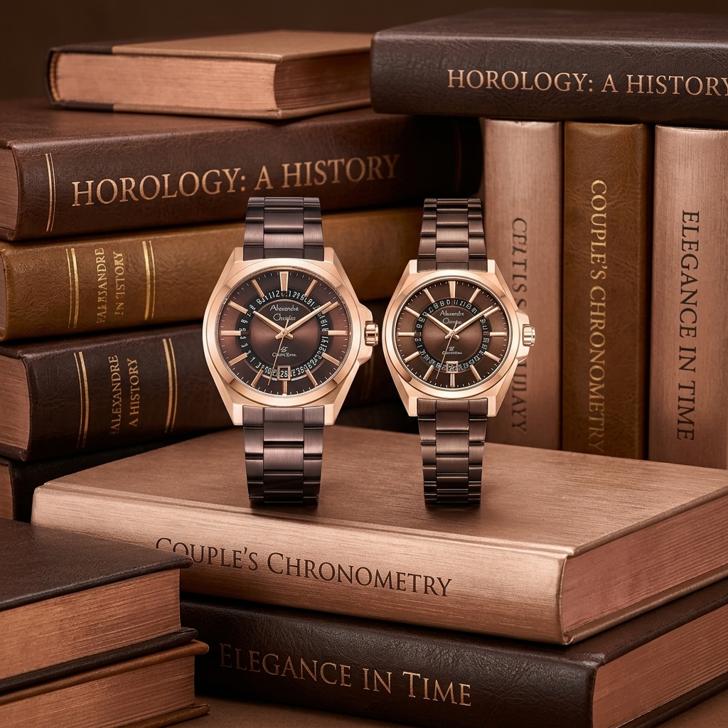 ALEXANDRE CHRISTIE 8688 RANTAI COKLAT ROSEGOLD COUPLE